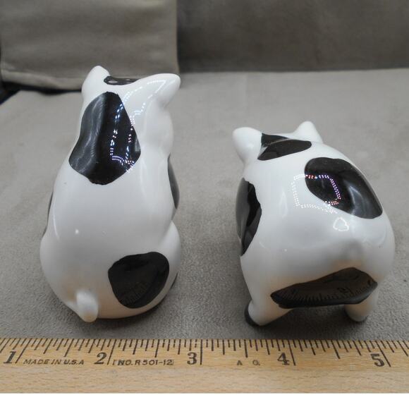 Ceramic Pig Salt & Pepper Shakers White with Black Spots Farm Decor - Picture 5 of 8